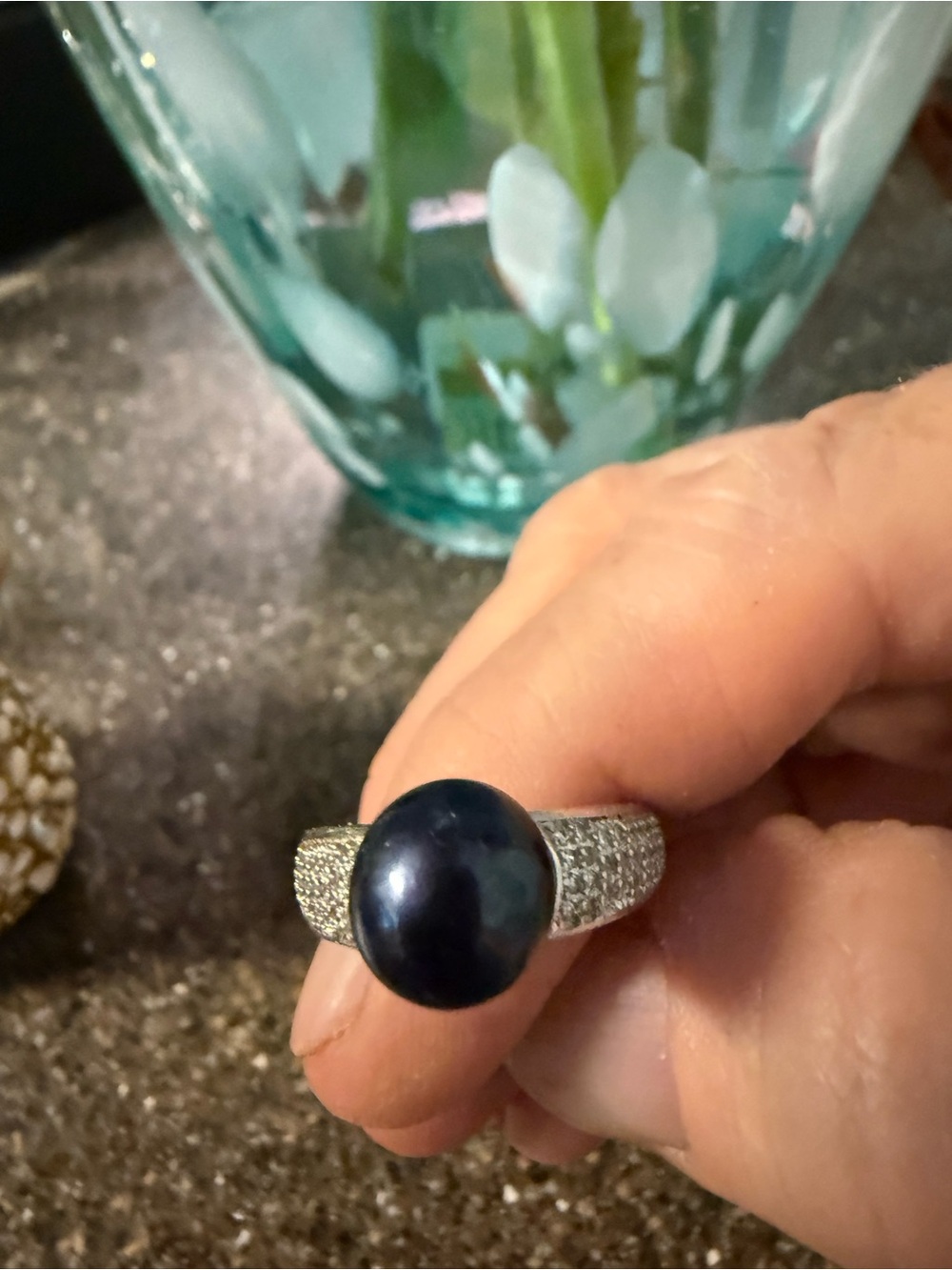 Freshwater Pearl Ring Peacock Size 9